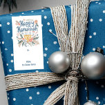 Hanukkah FLorals Hand-drawn CUSTOM TO FROM Gift Label<br><div class="desc">Sweet drawing to wish someone happy holidays! Click "personalise" to change text. You can also change colours and fonts, everything is customisable! Also available in my shop in different colours and style, as gift wrap, tshirts, postcards, flat cards, and as digital download to send instantly via email or text message....</div>