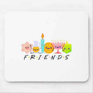 Hanukkah Friends Menorah Traditional Jewish Dreide Mouse Mat