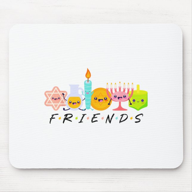 Hanukkah Friends Menorah Traditional Jewish Dreide Mouse Mat (Front)