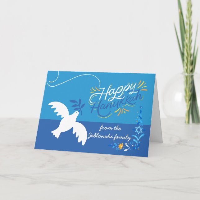 Hanukkah from Family Dove Olive Branch Card (Front)