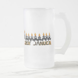 Hanukkah Frosted Glass Beer Mug