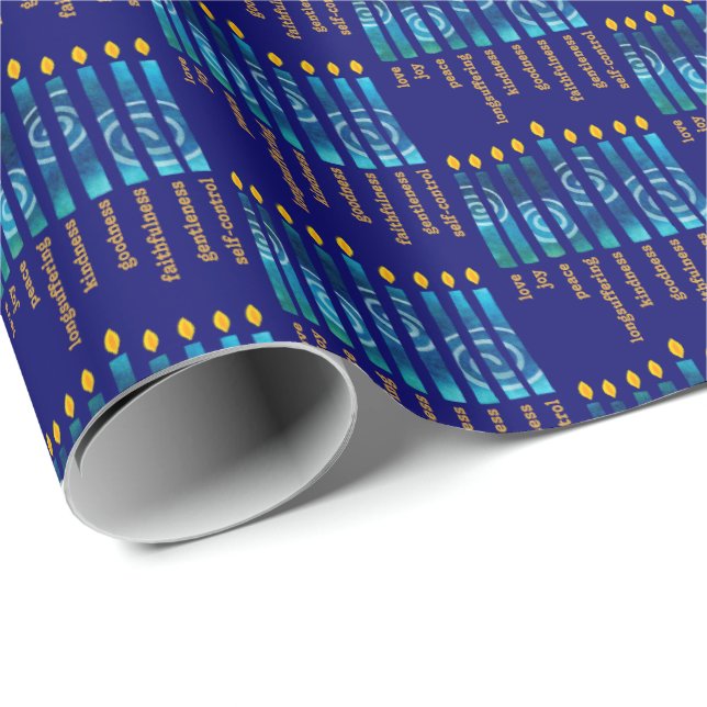 HANUKKAH Fruit of the Spirit Christian Wrapping Paper (Roll Corner)