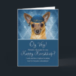 Hanukkah Funny Chihuahua in a Yarmulke Holiday Card<br><div class="desc">Is there anything cuter than a pet Chihuahua in a Kippah with a sense of humor for sending your Hanukkah wishes? Blue hues are combined with a vintage damask print for the background with some spot lighting and sparkles.</div>