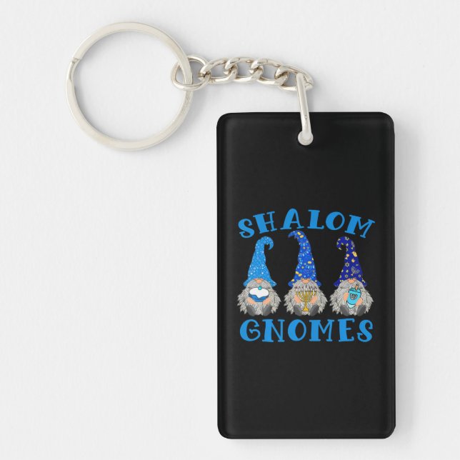 Hanukkah Funny Jewish Shalom Gnomes Chanukah Key Ring (Front)