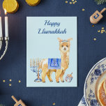 Hanukkah Funny Llama Llamakkah Chrismukkah Holiday Card<br><div class="desc">This design may be personalised in the area provided by changing the photo and/or text. Or it can be customised by choosing the click to customise further option and delete or change the colour of the background, add text, change the text colour or style, or delete the text for an...</div>