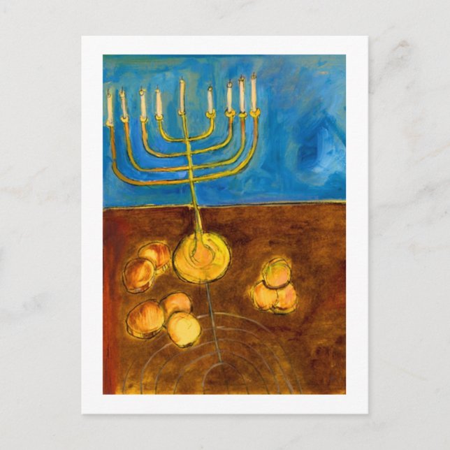 Hanukkah Gelt and Menorah Art Card (Front)