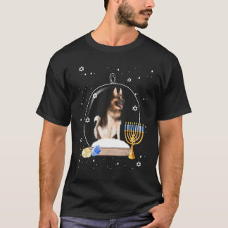 Hanukkah German Shepard Dog Snow Globe Pajama T-Shirt