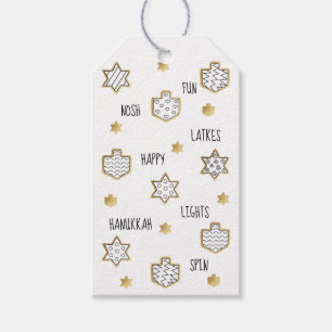 Hanukkah Gift Tags Black N Gold