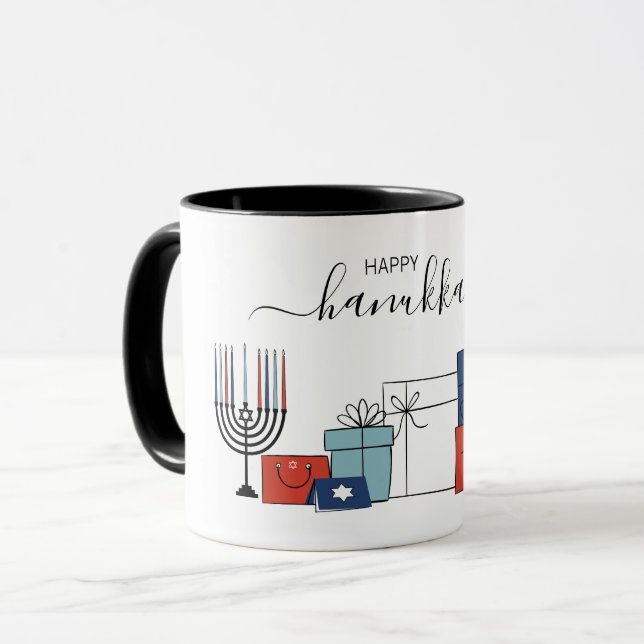 Hanukkah Gifts & Menorah Holiday Coffee Mug (Front Left)