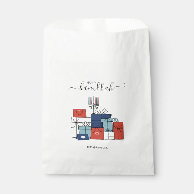 Hanukkah Gifts & Menorah Holiday Favour Bags (Front)