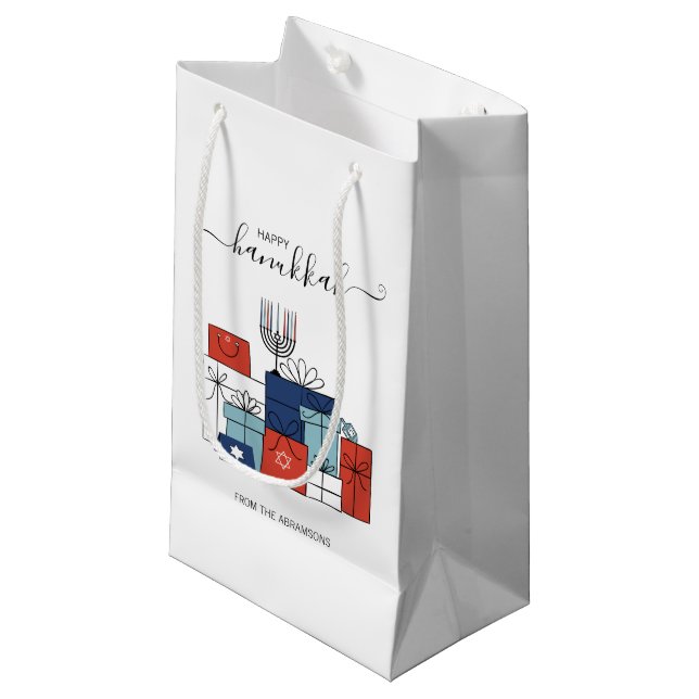Hanukkah Gifts & Menorah Holiday Gift Bag (Front Angled)
