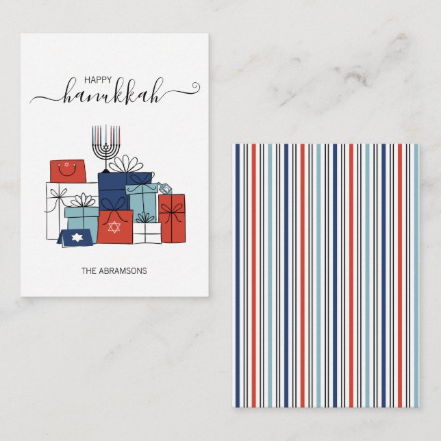 Hanukkah Gifts & Menorah Holiday Mini Note Card (Front/Back)