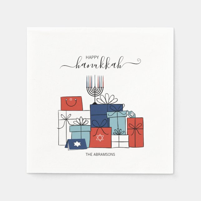 Hanukkah Gifts & Menorah Holiday Paper Napkin (Front)
