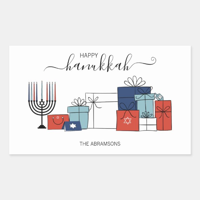 Hanukkah Gifts & Menorah Holiday Sticker (Front)