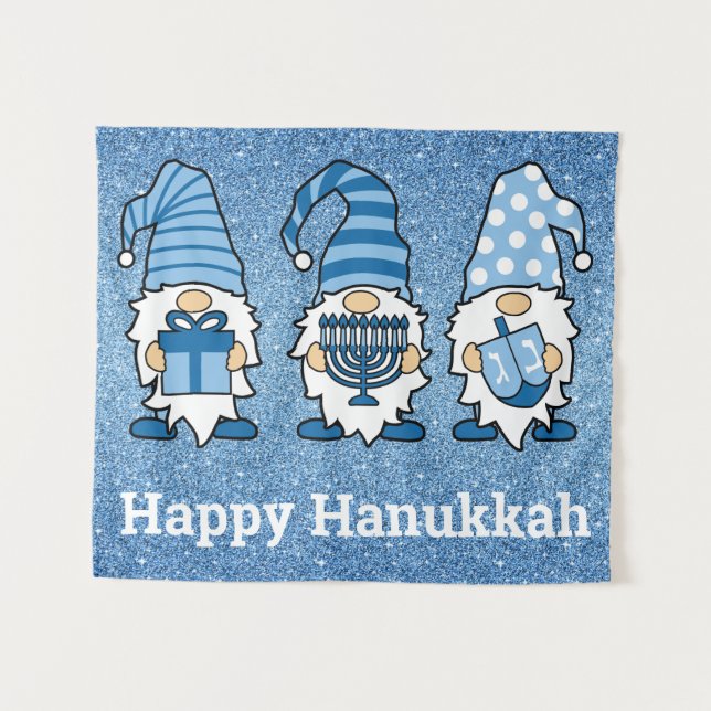 Hanukkah Gnomes Trio Tapestry (Front (Horizontal))