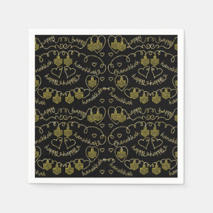 Hanukkah Gold Dreidels Napkin