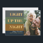 Hanukkah Gold Light Up Night Photo Holiday Card<br><div class="desc">Our Hanukkah / Chanukah Gold Light up The Night Holiday card is an elegant,  classy,  festive way to share your Hanukkah/ Chanukah wishes with friends,  family & clients this holiday season!  With space for you to personalise with your name and Photo.  Enquiries? message us or email bestdresssedbread@gmail.com. Happy Chanukah!!</div>