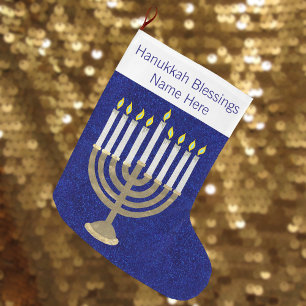 Hanukkah Gold Menorah Elegant Chrismukkah Large Christmas Stocking