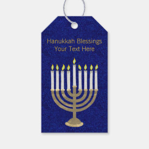 Hanukkah Gold Menorah Elegant Personalised Gift Tags