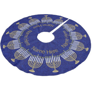 Hanukkah Gold Menorah Family Chrismukkah Brushed Polyester Tree Skirt
