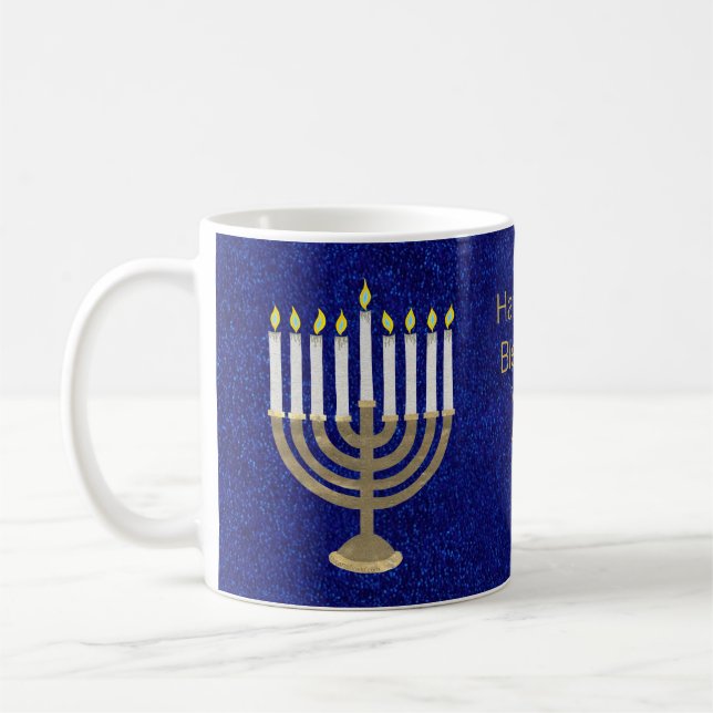 Hanukkah Gold Menorah Gift Or Holiday Kitchen Coffee Mug (Left)