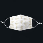 Hanukkah Gold Menorah on White Pattern Cloth Face Mask<br><div class="desc">This elegant Hanukkah face mask features a pattern of faux gold menorah on a white background.</div>