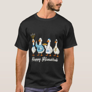 Hanukkah Goose Happy Hanukkah Menorah Dreidel Jewi T-Shirt