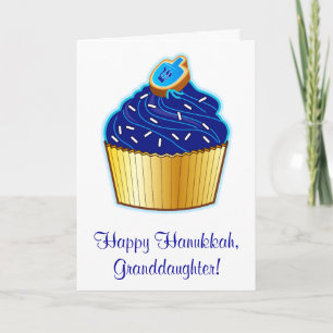 Hanukkah Granddaughter: Cupcake and Dreidel Cookie Holiday Card