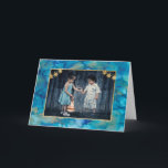 Hanukkah Greeting Card Blues & Golds<br><div class="desc">"Blues & Golds" Hanukkah Greeting Card with Envelope. To personalise this card simply delete text and add your own message. Choose your favourite font style, colour, and sizing. Delete photo and add your own. Photos can be edited (cropped, moved, resized, rotated, etc.) The gold rectangle design element can be edited...</div>