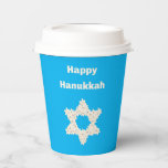 Hanukkah Greeting with Flowers Paper Cups<br><div class="desc">A design for the Jewish holiday Hanukkah,  or the "festival of lights" as it is commonly called.</div>