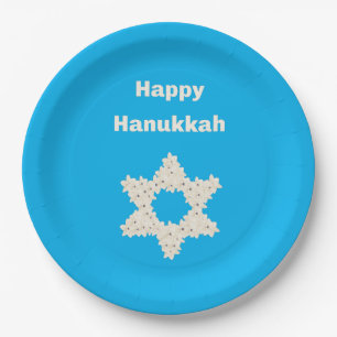 Hanukkah Greeting with Flowers  Paper Plate