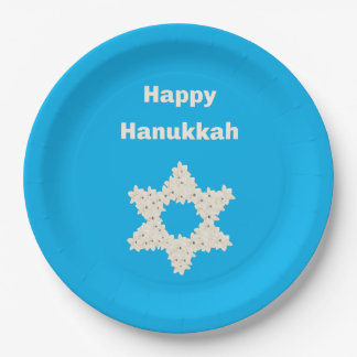Hanukkah Greeting with Flowers Paper Plate