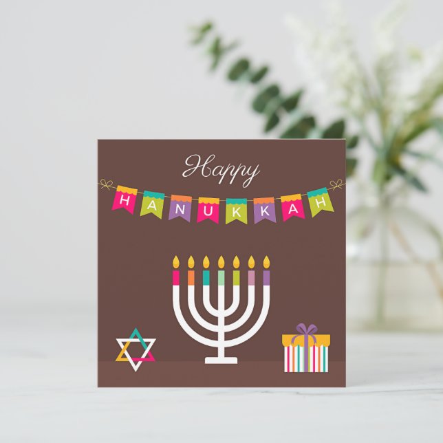 Hanukkah Greetings Card (Standing Front)