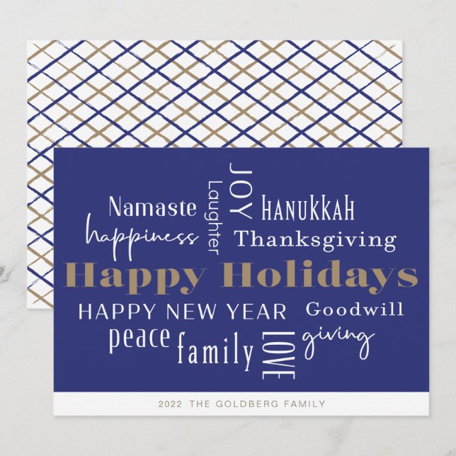 Hanukkah Greetings Holiday Blue (Front/Back)