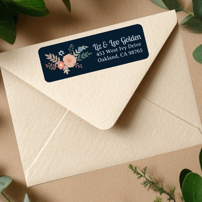 HANUKKAH Hand-Drawn CUSTOM Return Address  (HANUKKAH Hand-Drawn Floral CUSTOM Return Address Label
)