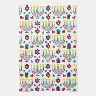 Hanukkah Hanukkiah Light and Bright Tea Towel