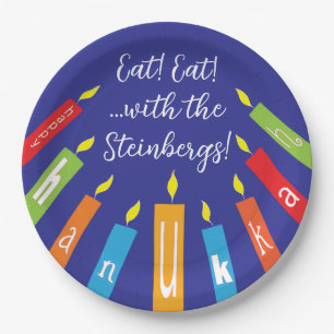 Hanukkah Happy Candles Paper Plate