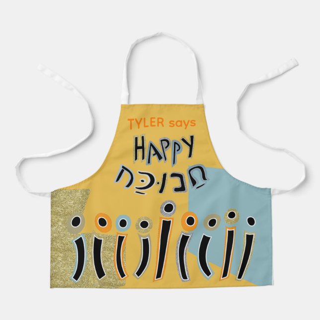 Hanukkah Happy Dancing Candles Apron (Front)