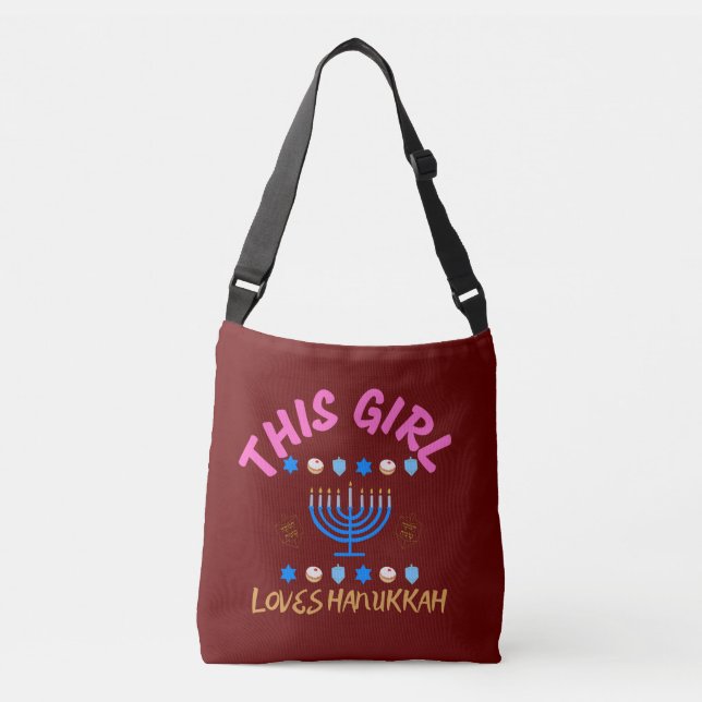 hanukkah, happy hanukkah, menorah, chanukah, crossbody bag (Front)