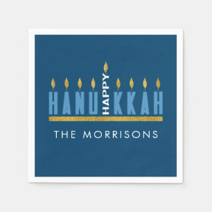 Hanukkah Happy Hanukkah Menorah Personalised Napkin