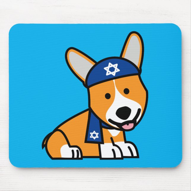 Hanukkah Happy Jewish Corgi Corgis Dog Puppy Mouse Mat (Front)