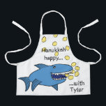 Hanukkah Happy Shark Apron<br><div class="desc">Hanukkah Happy Shark Apron. Personalise by deleting text and adding your own. Use your favourite font style, colour, and size. Be sure to choose size and strap colour. All design elements can be transferred to other Zazzle products and edited. Happy Hanukkah! Thanks for stopping by. Much appreciated! Size: All-Over Print...</div>