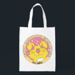 Hanukkah Happy with Pink Bunny Reusable Grocery Bag<br><div class="desc">Hanukkah Happy with Pink Bunny, white 2-sided bag. All design elements can be edited. All editable text can be deleted and replaced with your own message. Use your favourite font colour, size, and style. Happy Hanukkah/Chanukah! Style: Reusable Bag Go green and save the planet with our reusable grocery bag! Made...</div>