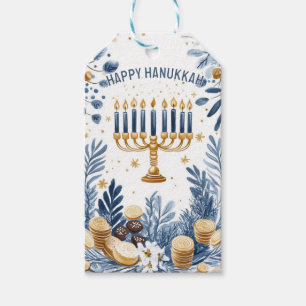 Hanukkah Harmony watercolor Festival of Lights Gift Tags