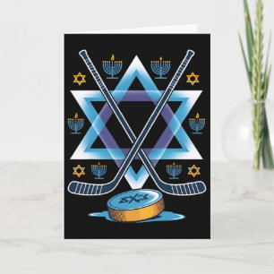 Hanukkah Hockey Menorah Star Holiday Sports Festiv Card