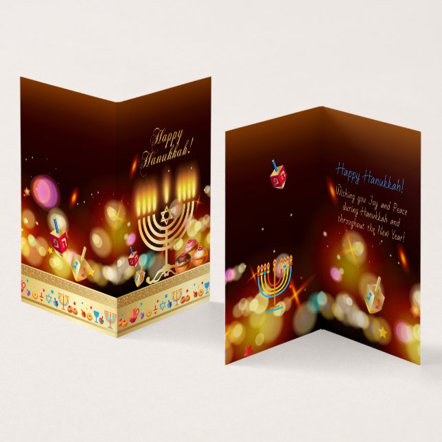 Hanukkah Holiday Festival of Lights Greeting Card (Inside and Outside)