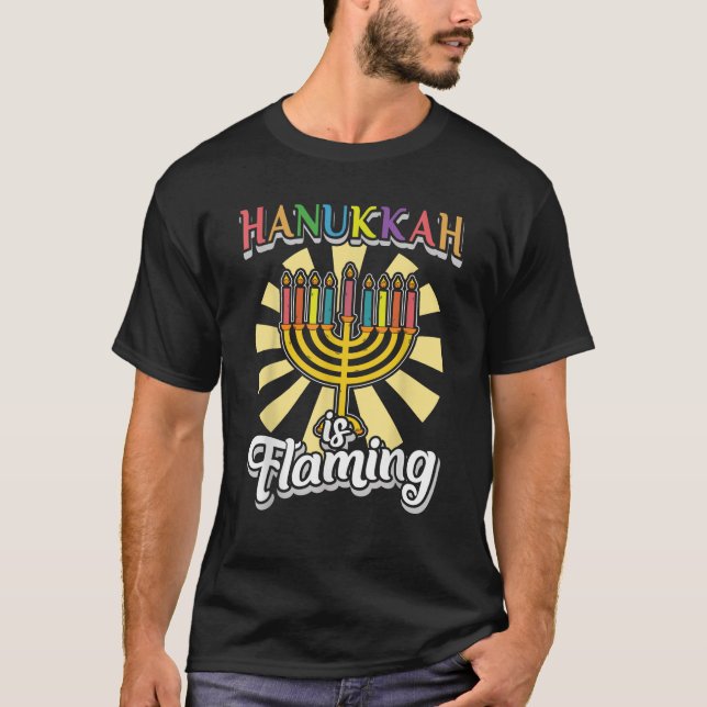 Hanukkah Holiday Gay Pride LGBTQ Flag Dreidel Meno T-Shirt (Front)