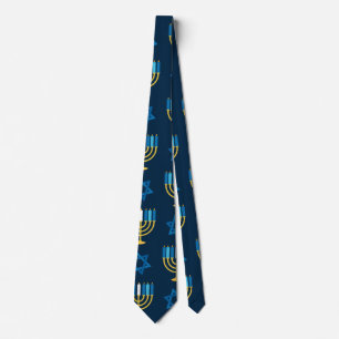 Hanukkah Holiday Jewish Decoration Pattern Gift Tie