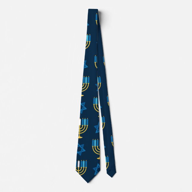 Hanukkah Holiday Jewish Decoration Pattern Gift Tie (Front)
