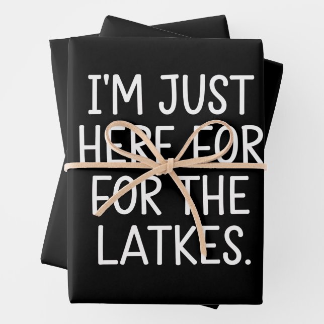 Hanukkah I'm Just Here For The Latkes Jewish  Wrapping Paper Sheet (In situ)